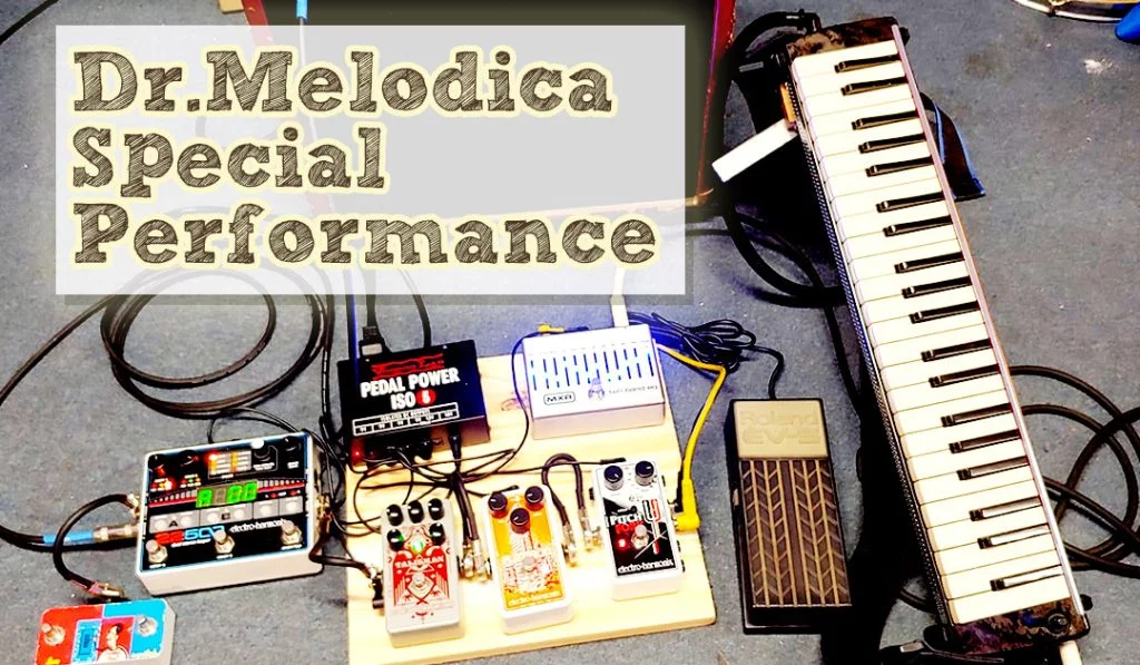 鍵盤ハーモニカのエレクトロニクスエフェクトペダルのデモンストレーション